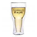 Copo Cristal Parede Dupla Cerveja Long Neck Palavras Personalizado 350 ml